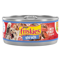 Purina Friskies Shreds with beef in gravy wet cat food, pack of 24, 5.5 oz cans