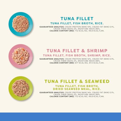 Applaws Natural Wet Canned Cat Food, high protein, limited ingredients, no artificial additives, fish selection variety pack in broth, 16 x 2.47oz cans