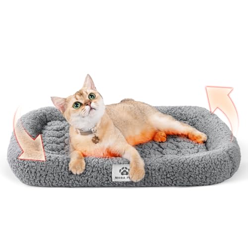 mora pets self warming cat bed self heating pet pad with bolster and foam grey 20 inch