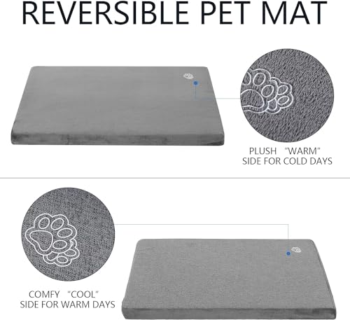 EMPSIGN grey reversible dog crate pad mattress firm support for small to XX-large dogs 35" x 22" x 3"