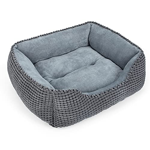 MIXJOY dog bed for large, medium, small dogs, 20 inch grey washable sleeping bed with anti-slip bottom