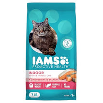 iams proactive health adult dry cat food, salmon recipe, 7 lb bag, indoor weight control and hairball care