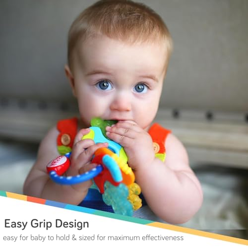 Nuby Silicone Soothing Baby Teether Keys for Infants - Gentle for Sore Gums - Blue