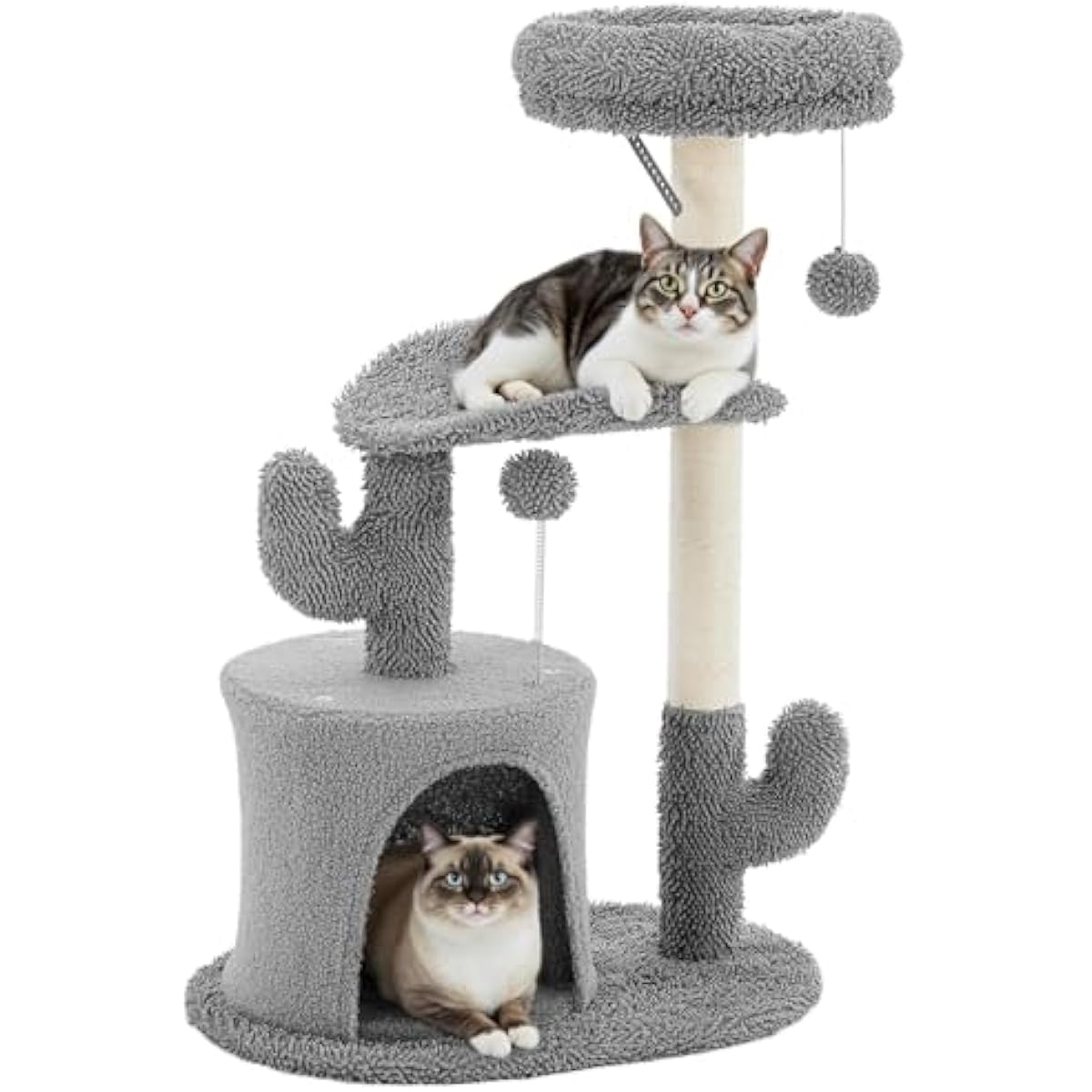 33 inch Multi-Level Cat Tree Tower with Scratching Posts, Cozy Perches and Stable Climbing Platform for Indoor Cats,Grey