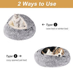 Grey, 20-inch Hooded Dog Bed for Small Dogs up to 22 lbs, Washable Pet Cave Bed with Anti-Slip Bottom