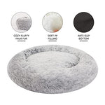Bedfolks Calming Donut Dog Bed, 36 inches dark grey large for large dogs, anti-anxiety plush, machine washable