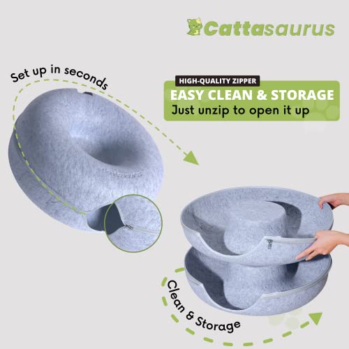 Light Gray Large Cattasaurus Peekaboo Cat Cave Donut for Multiple & Large Cats up to 30-45 lbs