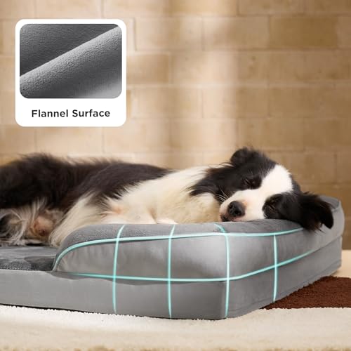 Bedsure Orthopedic Dog Bed Large Grey 35 Inch Waterproof Couch Sofa Pet Bed