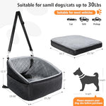 Dog car seat for small dogs, detachable and washable booster seat under 30lbs, black and grey color