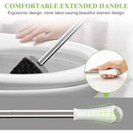 Compact Toilet Brush & Holder, Stainless Steel Handle, Space Saving for Storage