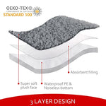 Grey soft plush dog bed liner replacement cover, 36x27 inches, waterproof, machine washable