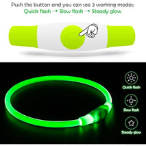 BSEEN USB Rechargeable Flash Dog Necklace Light, Green, Small Medium Large Dogs