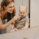 Moonkie Baby Finger Toothbrush Tongue Oral Cleaner Kit for 3 Months +, 3 Pcs, Blush/Pale Mauve/Blush Soft Touch Design