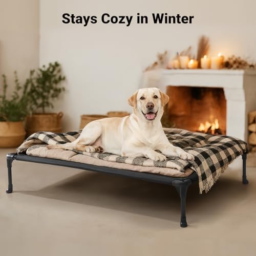 veehoo outdoor elevated dog bed large size black 42x30 inches