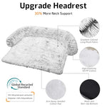 Calming Light Grey Large Dog Bed with Fluffy Plush Cover and Non-Slip Base for Large Medium Small Dogs and Cats