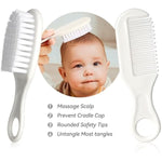 Baby Grooming Kit for Newborn Girls and Boys, Infant Safety Care Set with Hair Brush, Comb, Nail Clipper, Nasal Aspirator, Grey and White