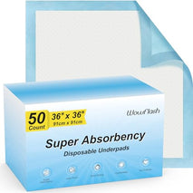 36" x 36" Disposable Underpads, 50 Count, Super Absorbency for Babies, Pets & Adults - Leakproof & Quick Drying