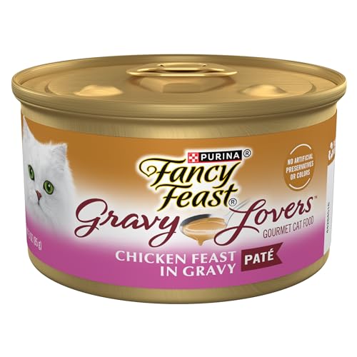 fancy feast gravy lovers chicken feast pate in 3 oz cans for adult cats (pack of 24)