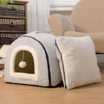 grey cat bed for indoor cats foldable cat cave anti-slip water-resistant bottom cat houses for small dogs