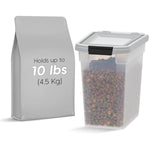 iris usa airtight weatherpro pet food storage container, up to 10 lbs, made in usa, clear/gray