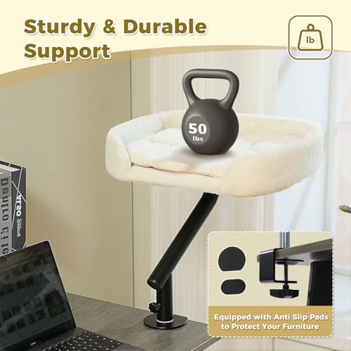 pawz road cat desk bed white 360° rotation adjustable supports up to 50 lbs
