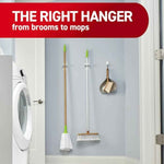 Command Broom and Mop Grippers, 2 Hangers and 4 Strips, Damage-Free Hanging Wall Mount and Mop Holder, Household Cleaning Organizer for Christmas Decorations, Holds up to 4 lb,Plastic