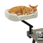 PAWZ Road Cat Desk Bed for Indoor Cats, Cat Bed for Desk Supports Up to 50 lbs, 360° Rotation & Adjustable, Nest Desktop Attachment Cats Hammock for Table, White
