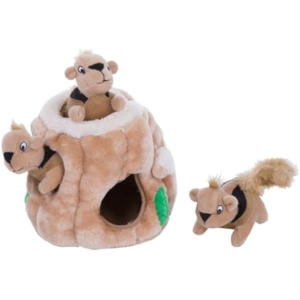 Outward Hound Hide-A-Squirrel Dog Toy – Interactive 2‑in‑1 Plush Puzzle with 3 Squeaky Removable Squirrels, Small