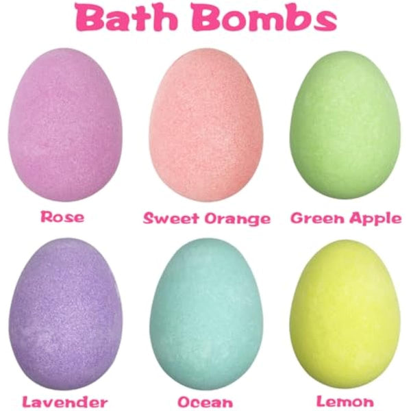 Jofan 6 Pack Easter Bubble Bath Bombs with Easter Squishy Toys Inside for Kids Girls Boys Easter Basket Stuffers Gifts