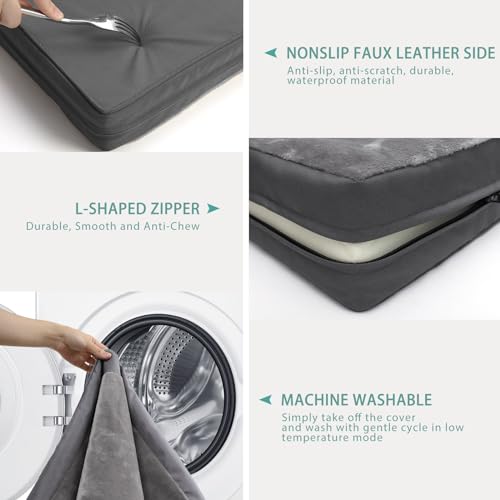 Vonabem Waterproof Dog Bed for Large Medium Sized Dogs, 35" x 22", Gray, Orthopedic Support