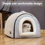 grey cat bed for indoor cats foldable cat cave anti-slip water-resistant bottom cat houses for small dogs