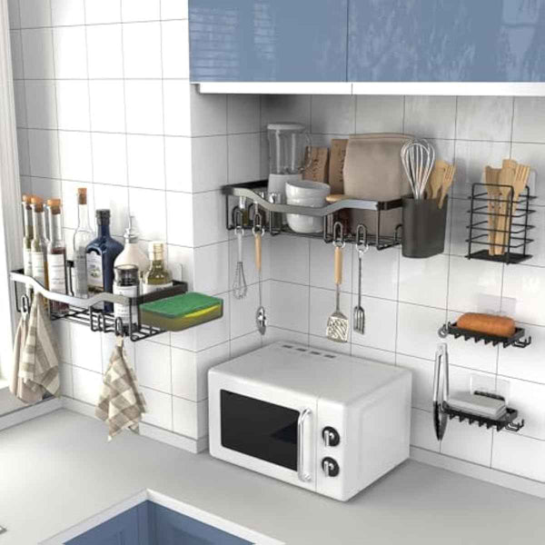 Shower Caddy Adhesive Shower Organizer 7-Pack, Rustproof Stainless Steel Bathroom Shelves, Large Capacity No-Drill Rack Storage Accessories with Soap Dish Toothbrush Holder &24 Hooks Home Decor