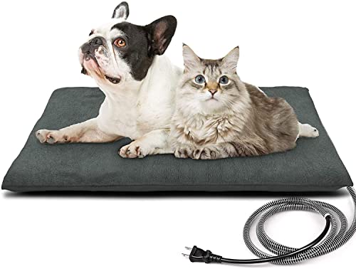 petnf outdoor heated pet bed with waterproof cover for dogs and cats, soft electric blanket auto temperature control