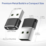 USB to USB-C Adapter for iPhone and Samsung, 4-Pack, Aluminum Alloy, Compact Design