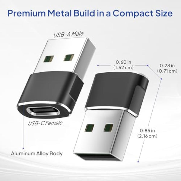 USB to USB-C Adapter for iPhone and Samsung, 4-Pack, Aluminum Alloy, Compact Design