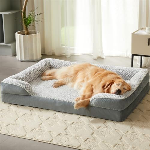Large Orthopedic Dog Bed with Egg Crate Foam and Waterproof Pillow Cover, Grey, 36" x 27" x 6.5"