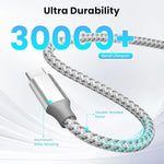 KYEHD 3-pack 10FT 60W fast charging USB-C cables for iPhone 17/16/15, iPad, MacBook, CarPlay and more, grey and white