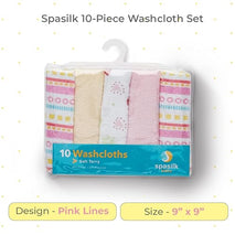 Spasilk newborn washcloths, 10-pack, 80% cotton, 20% polyester, 9x9 inches, various colorful prints