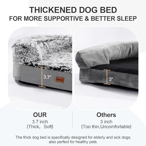 3.7 inch thickened orthopedic dog bed for extra large dogs with 28d egg-crate foam and removable cover