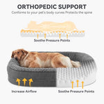 joejoy orthopedic dog bed large xl egg-crate memory foam pet couch bed bolster grey
