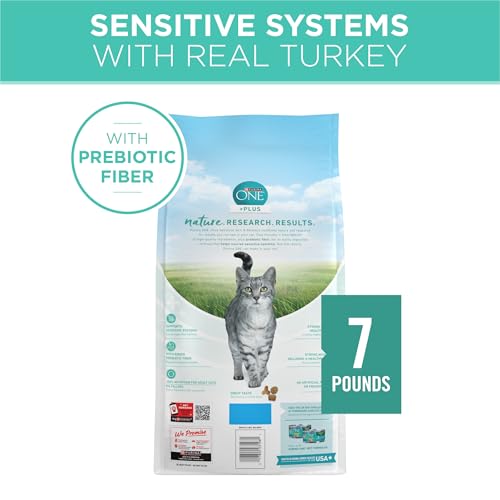 purina one sensitive stomach and skin natural turkey dry cat food 7 lb bag