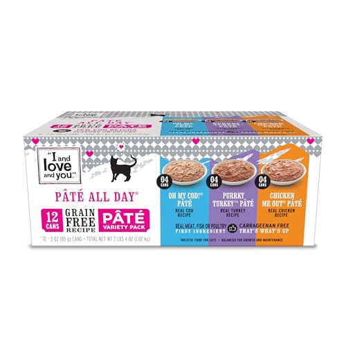 I and Love and You cat food variety pack with 3 oz portions, 12 count, grain-free and filler-free