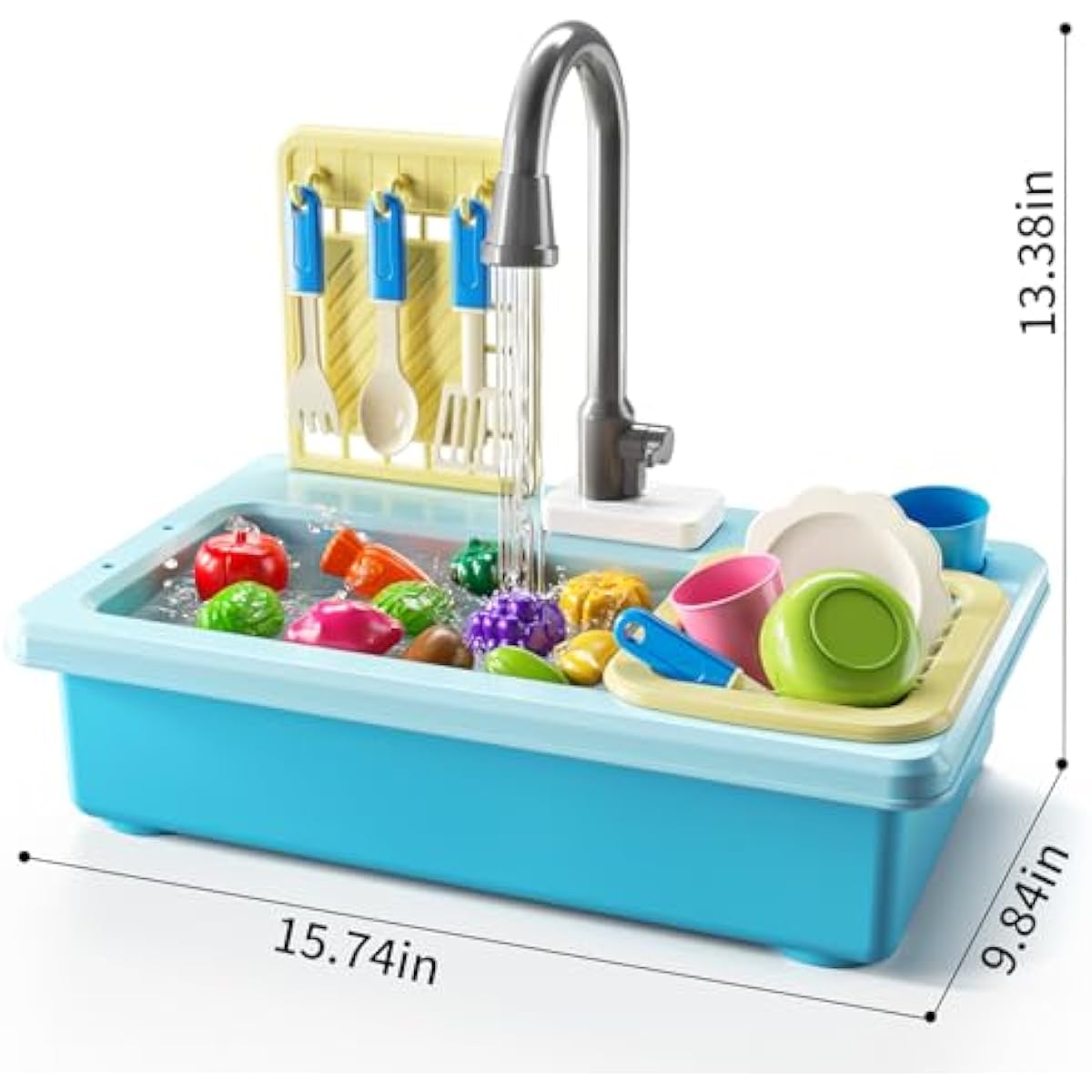 Play Sink with Running Water, Play Kitchen Toys Sink for Kids 3 4 5 6 7 Years Old, Electrical Dishwasher, Color Changing Kitchen Accessories, Dishes Games, Gifts for Toddlers 3-5