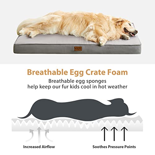 BFPETHOME grey waterproof large dog bed for medium, large and extra large dogs with orthopedic egg crate foam