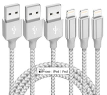 iphone 3 pack 10ft lightning nylon braided apple mfi certified fast charging cord