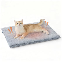 Bedsure self-warming cat bed with extra warm mat for cats & dogs, non-electric, anti-slip, 24" x 18", grey, removable cover