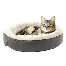 Love's cabin Round Donut Cat and Dog Cushion Bed, 20in bed for cats or small dogs, gray, super soft, durable, washable