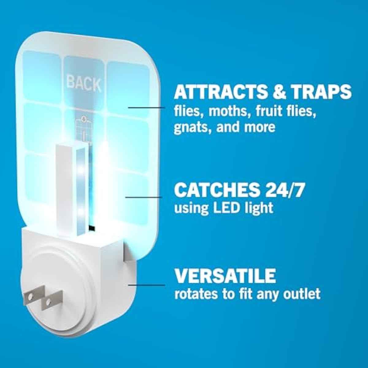 Safer Home Indoor Plug-In Fly Trap - SH502 - Effective Fruit Fly Traps for Indoors, Gnat Traps for House Indoor, 400 Sq Ft Protection - Style: 1 Device + 2 Glue Cards