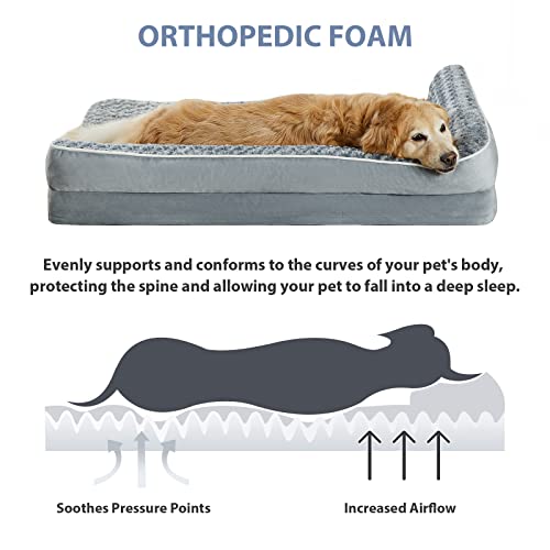 BFPETHOME Orthopedic Dog Bed for Large Dogs-Big Waterproof Sofa Dog Bed with Removable Washable Cover, Washable Pet Bed with Waterproof Lining and Nonskid Bottom,Pet Bed for Large Dogs
