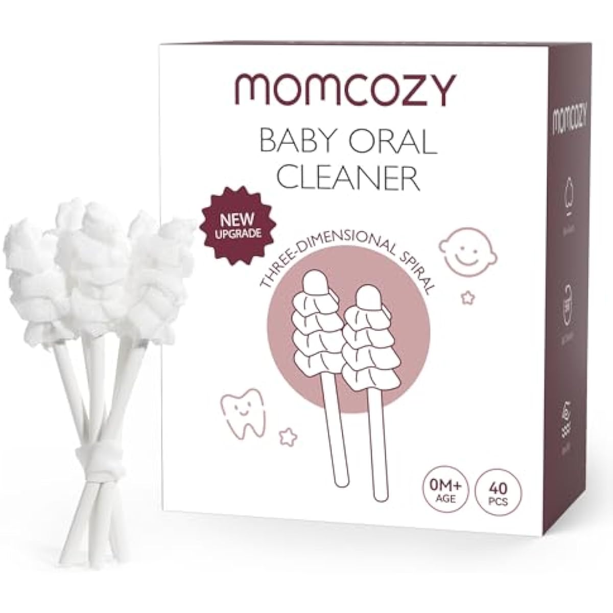 Momcozy Baby Tongue Cleaner Gauze, Baby Toothbrush Disposable Oral Cleaner, Toddler Tooth Brush for Tooth Mouth Gum Clean, Infant Toothbrush Oral Cleaning Stick, Baby Oral Cleaner Newborn, 40 Count